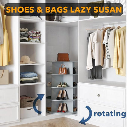 SpaceAid 4 Tier Rotating Shoe Rack Tower, Spinning Shoe Display Lazy Susan - Image 4