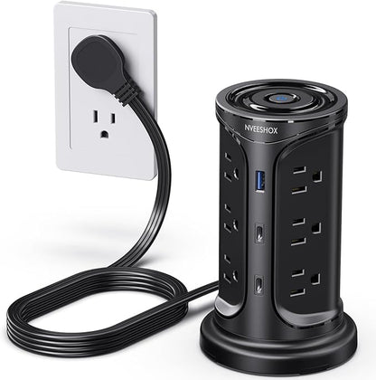 Tower Surge Protector Power Strip Flat Plug by NVEESHOX