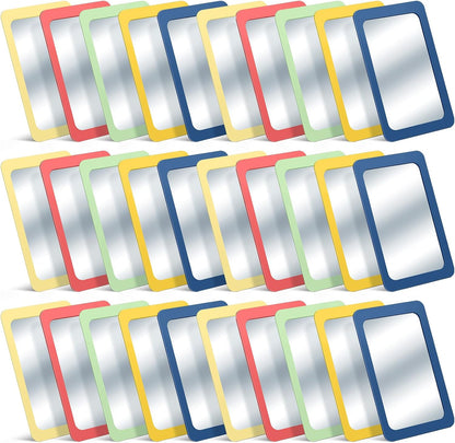 30 Pcs 6x4 Shatter Proof Unbreakable Kids Mirrors, Hippie Color | Unbreakable Shatterproof, Double Sided, Square Round Corners, Classroom Facial Expression, for Bulletin Board DIY Crafts