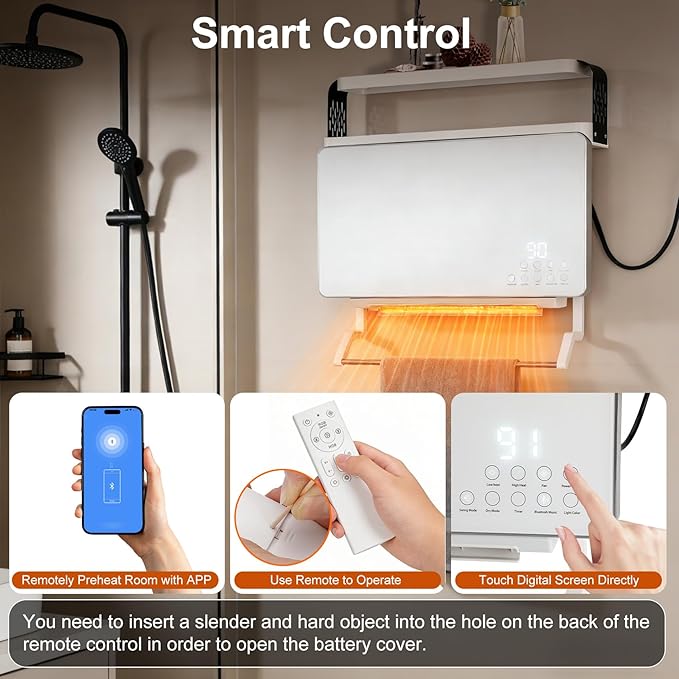 Wall Mounted Heater 1800W with Storage Rack, Smart Energy-Efficient Electric - Image 5