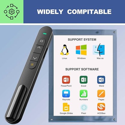 QUI Presentation Clicker for PowerPoint, RF 2.4GHz USB C Wireless Presenter - Image 7