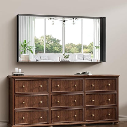 Koonmi 30x60 Inch Black Metal Framed Bathroom Mirror - Image 4