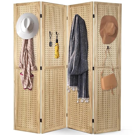 Babion 4 Panel Pegboard Display, Peg Board Room Divider Freestanding Folding by BabionDecorateYourhome