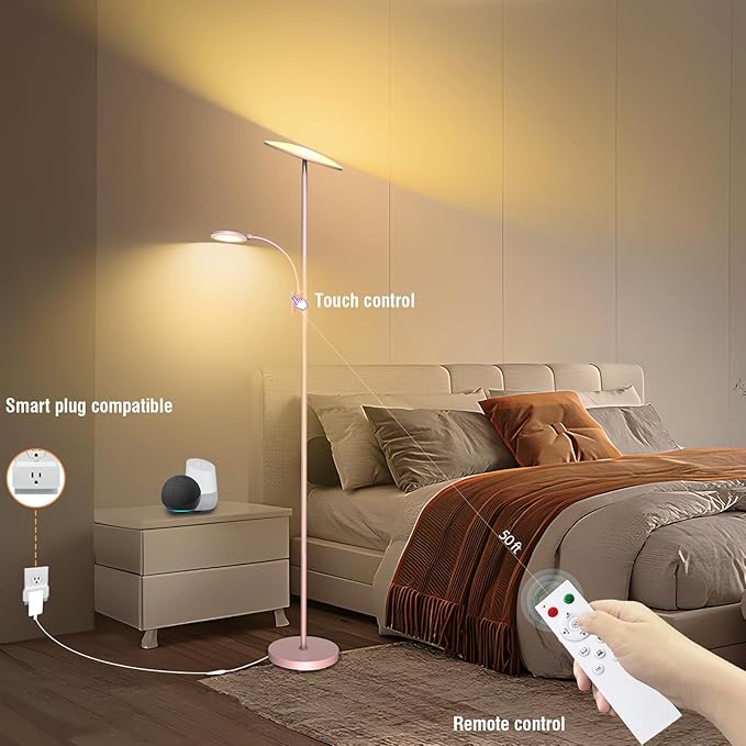 marctronic Pink Floor Lamps for Living Room, 44W/4500LM Super Bright 2 in 1 LED - Image 4