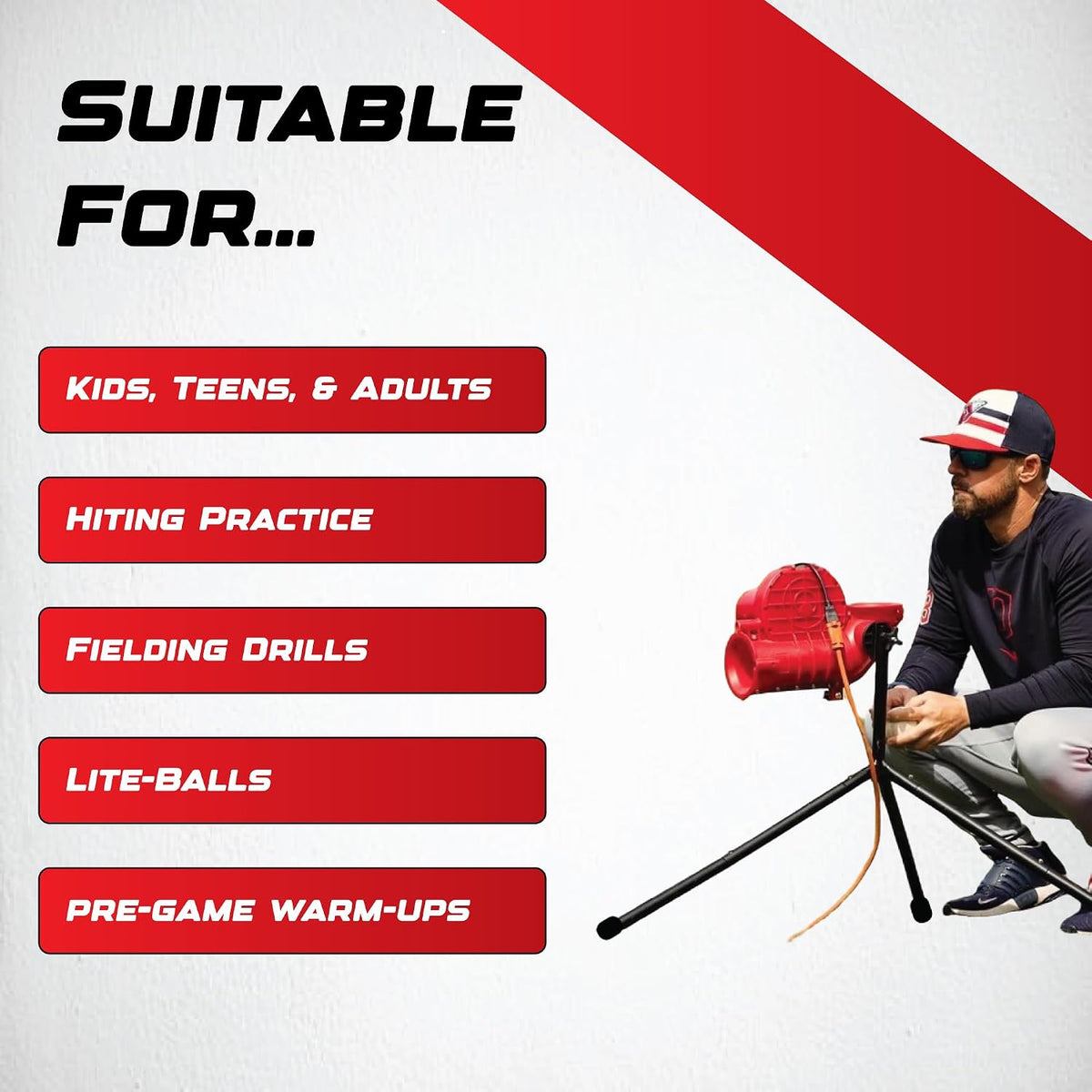 Heater Sports Slider Lite 360 Baseball Pitching Machine with Automatic Ball F...