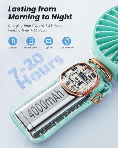 coldSky Portable Handheld Fan, 4000mAh Battery Operated Fan - Image 4