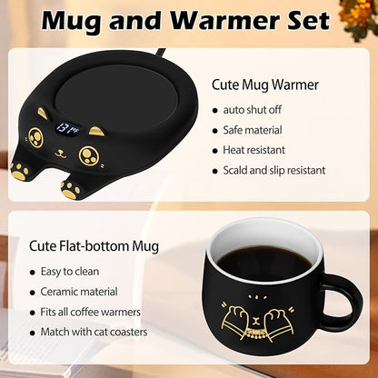 PUSEE Coffee Mug Warmer & Cute Cat Mug Set, Coffee Cup Warmer - Image 6