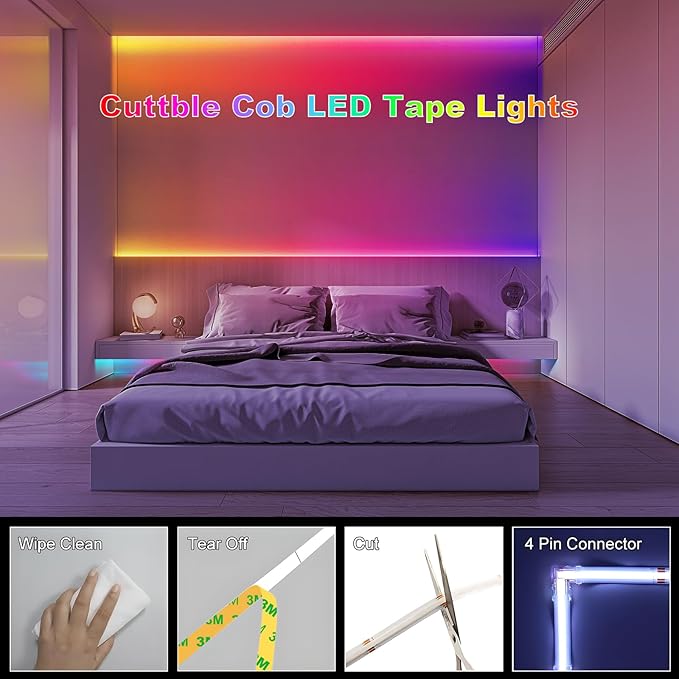 20FT LED Strip Lights COB Smart IC, 24V RGB LED Lights - Image 8