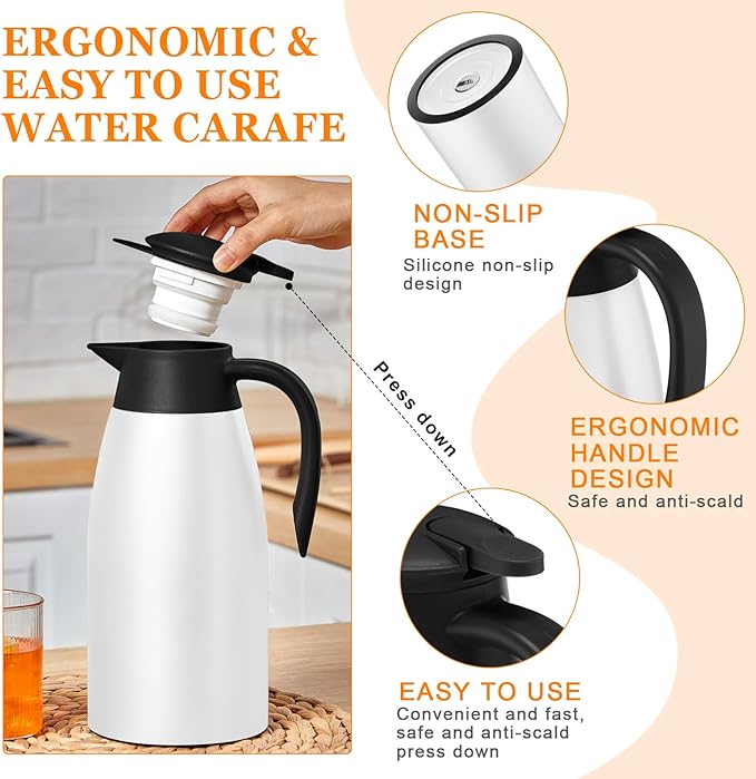 Norme 2 Pcs Thermal Coffee Carafe Insulated Stainless Steel Coffee Carafe - Image 3