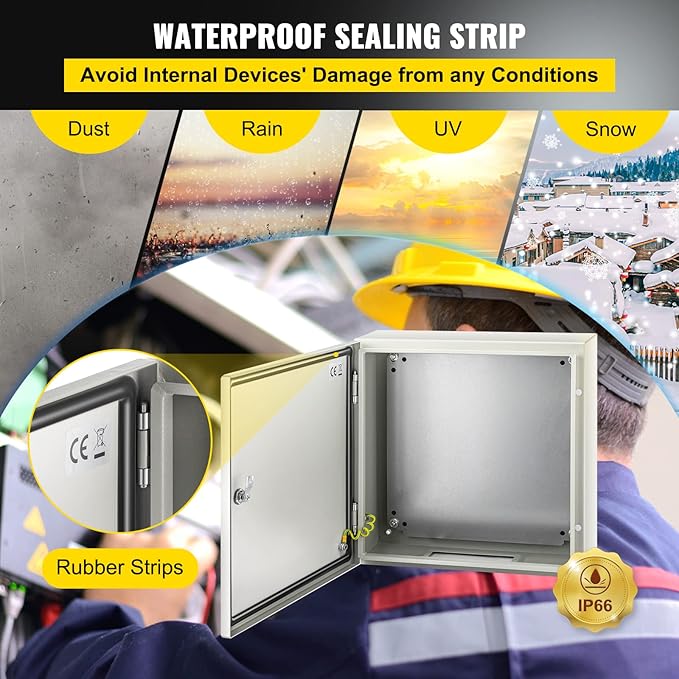 VEVOR NEMA Steel Enclosure, IP66 Waterproof & Dustproof, Outdoor/Indoor - Image 4