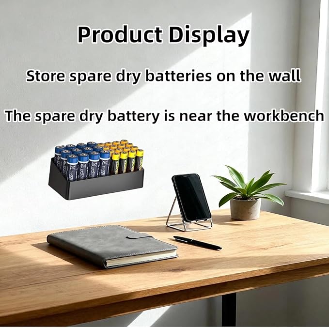 Battery Storage Organizer Battery Storage Box Black Fits 16 AAA & 12 AA - Image 4