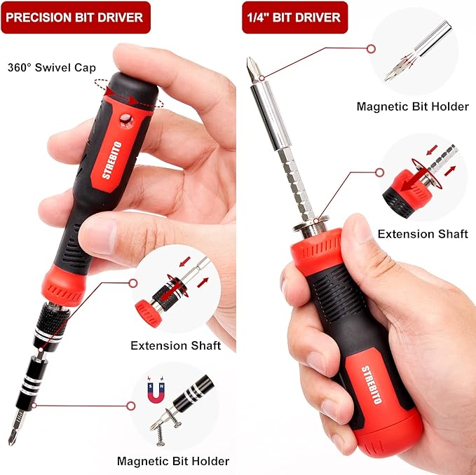 STREBITO Precision Screwdriver Set 191-Piece Multi-Bit Screwdriver 1/4 Inch Nut - Image 4