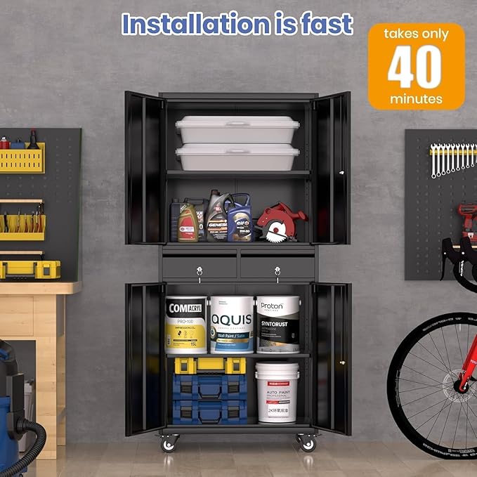 GarveeHome 73'' Metal Storage Cabinet, Heavy Duty Garage Storage - Image 4