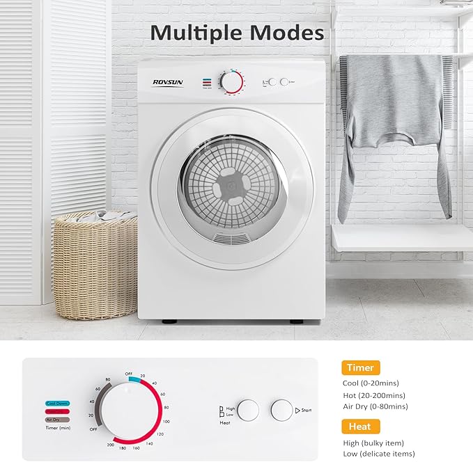 ROVSUN 1.8CuFt Portable Clothes Dryer and 17.8LBS Full-Automatic Washing - Image 5
