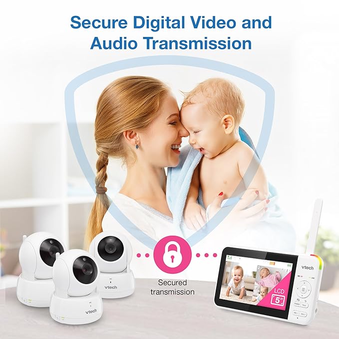 VTech Video Baby Monitor with 3 Cameras, Night Vision, 1000ft Range, - Image 5