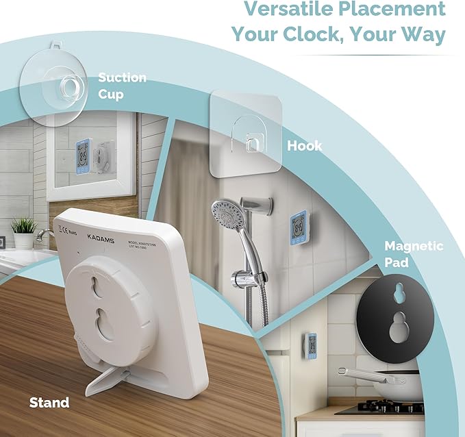 KADAMS Shower Clock Waterproof Bathroom Timer – Digital Wall Clock - Image 5