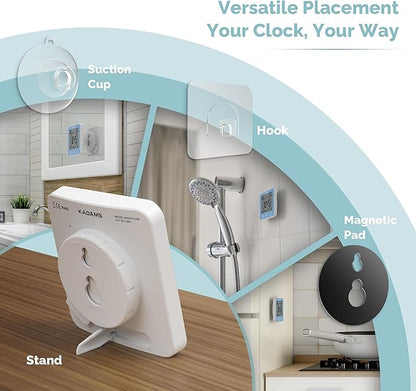 KADAMS Shower Clock Waterproof Bathroom Timer – Digital Wall Clock - Image 5
