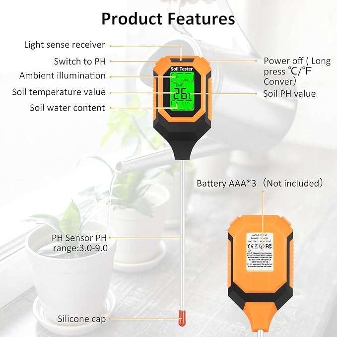 4-in-1 Soil Moisture Meter Digital PH Meter/Soil Moisture/Plant - Image 2