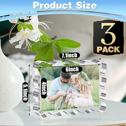 Aheroi 4x6 Acrylic Picture Frames, 3 Pack Clear Scalloped Acrylic Photo Frame - Image 2