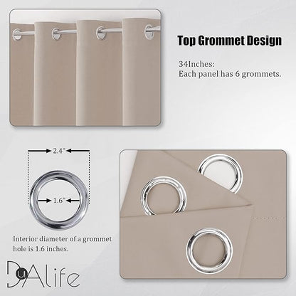 DUALIFE Warm Taupe Room Darkening Curtain Panels - Image 3