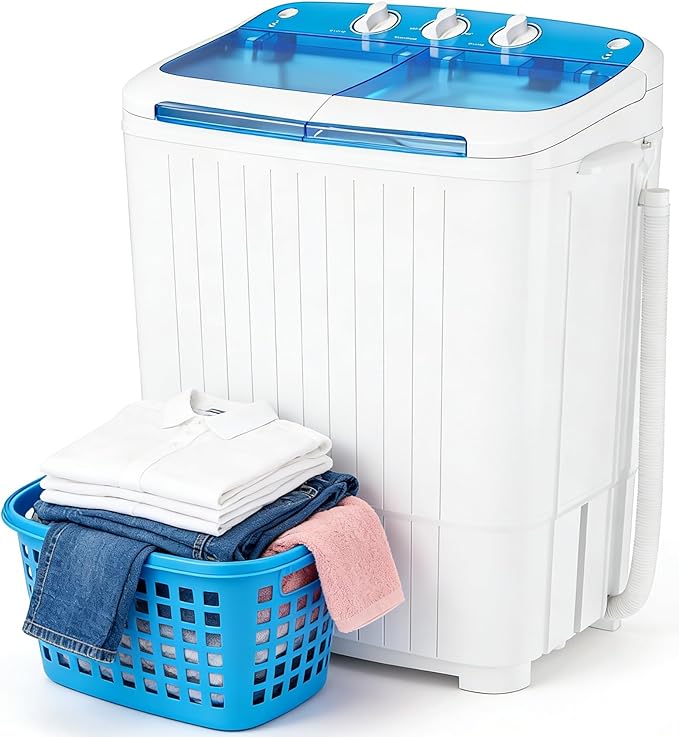 SUNCROWN Portable Washing Machine 16lbs, Compact Twin Tub Semi Automatic Washer by HOME