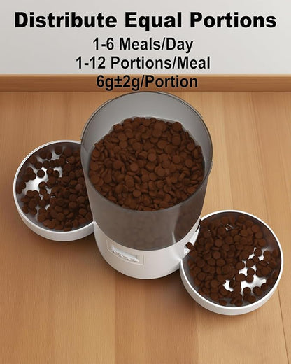Automatic Cat Feeder for 2 Cats, 4.2L Programmable 1-6 Meals Portion Control - Image 4