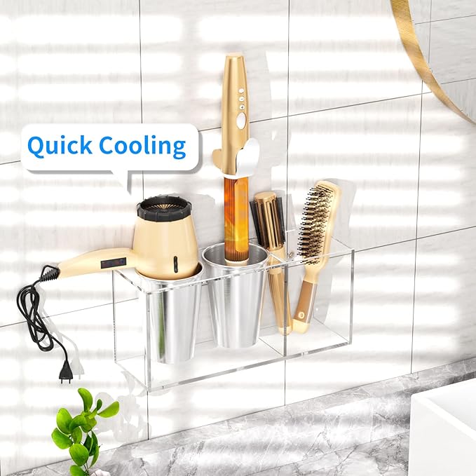 NIUBEE Hair Dryer Holder, Hair Tool Organizer Wall Mount, Blow Dryer Holder - Image 4