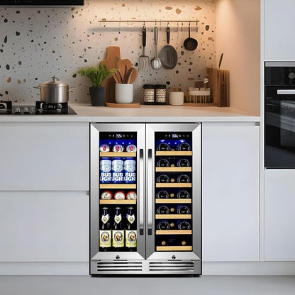 24 Inch Upgraded Wine and Beverage Refrigerator– Dual Zone Beverage Cooler - Image 8