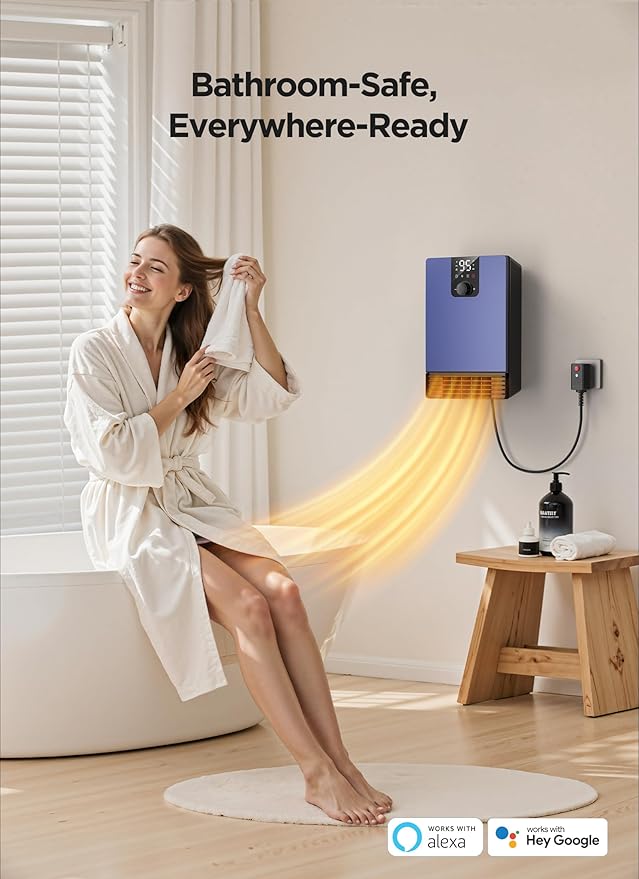 GiveBest Wall Heater for Bathroom, 1500W Fast Heating Electric Space Heater - Image 3