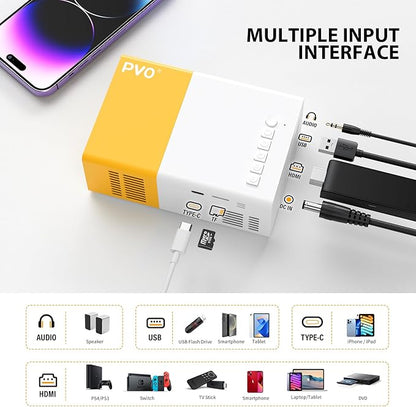 PVO Mini Projector Portable For Cartoon, Outdoor Video Projectors, LED Pico - Image 2