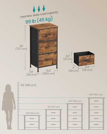 SONGMICS Dresser for Bedroom, Chest of Drawers, 3 Non-Woven Fabric Drawers - Image 2