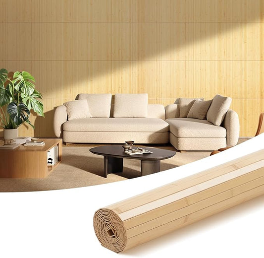 OUZUGIE 1 Pack 96x24 Inch Natural Bamboo Wall Panel – Carbonized Pole Wrap by OUZUGIE