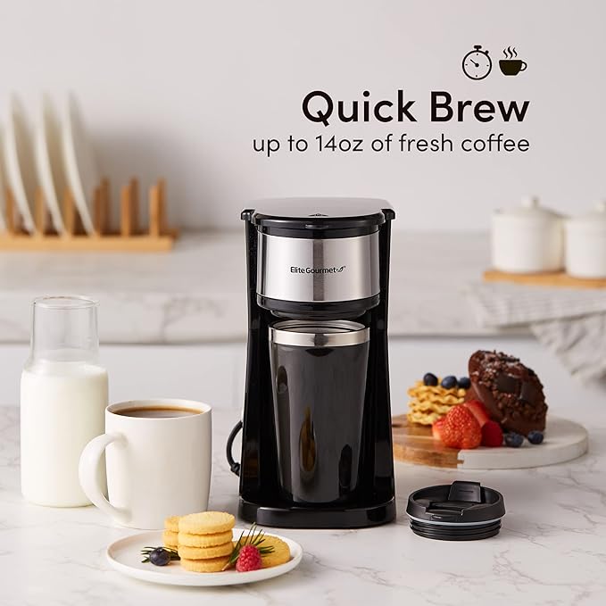 Elite Gourmet EHC-112B Personal Single-Serve Compact Coffee Maker Brewer - Image 3