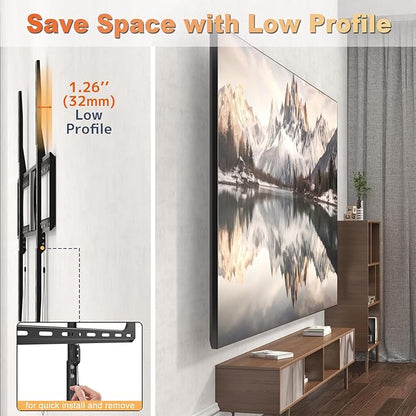 PUTORSEN 37-140'' Heavy Duty TV Wall Mount, Low Profile Fixed TV Wall Mount - Image 4