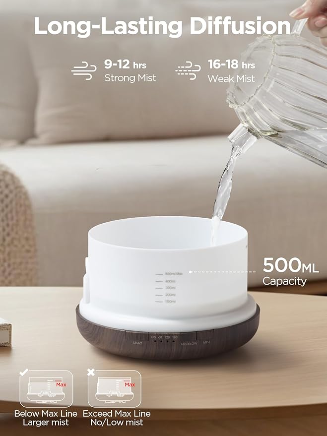 InnoGear Aromatherapy Diffuser & 10 Essential Oils Set, 500ml Essential Oil - Image 3