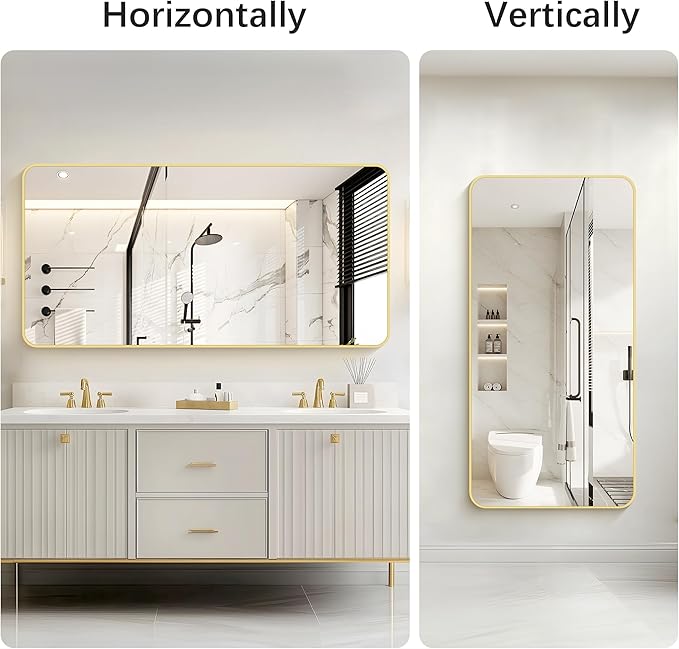30"x60" Gold Bathroom Mirror, Large Rectangle Mirror, Rectangular Wall Mirror - Image 7