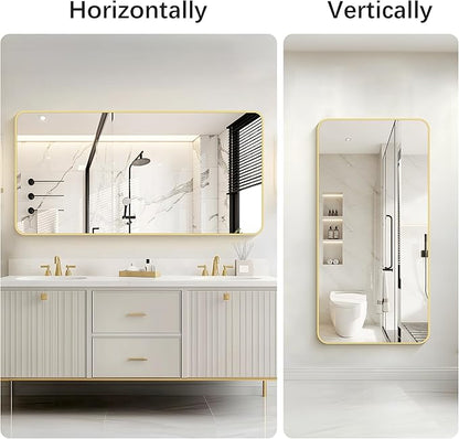 30"x60" Gold Bathroom Mirror, Large Rectangle Mirror, Rectangular Wall Mirror - Image 7