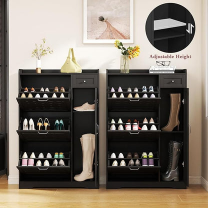 Slim Shoe Storage Cabinet for Entryway, Hidden Shoe Rack Cabinet - Image 4