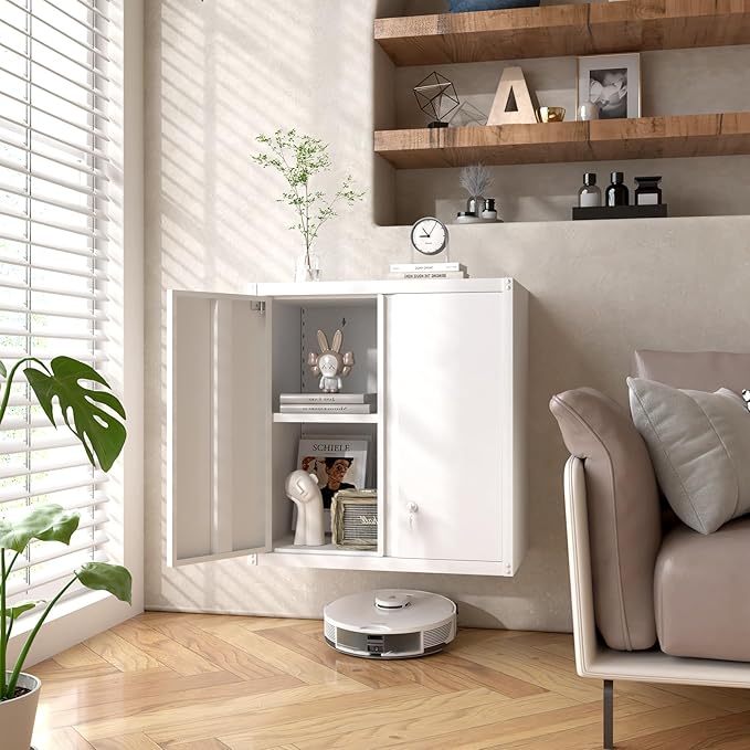 GREATMEET Metal Wall Cabinet, Wall Mounted Storage Cabinet - Image 4