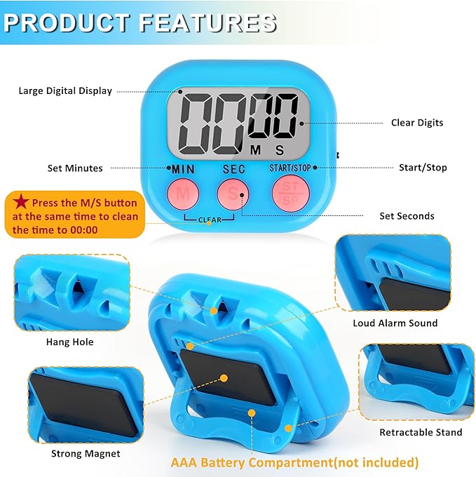 ZILLEEN Classroom Timer for Kids Teachers 2 Pack Digital Timers - Image 8