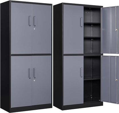 Metal Storage Cabinets with Doors and Shelves, 4 Door Lockable Storage Cabinets by SISESOL