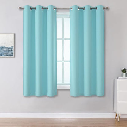 DUALIFE Aqua Curtains for Living Room Bedroom Light Blocking Window Curtains by DUALIFE