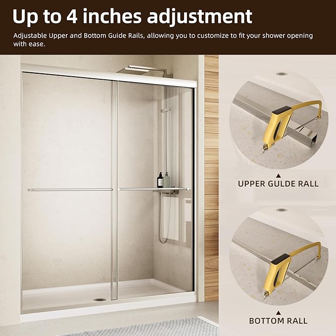 Royal Guard 56-60" W x 58" H Semi-Frameless Sliding Shower Door - Image 5