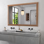 Amorho Bathroom Mirror, 48X32 Inch Wall Mirror, Walnut Wood Grain Metal Framed by Amorho