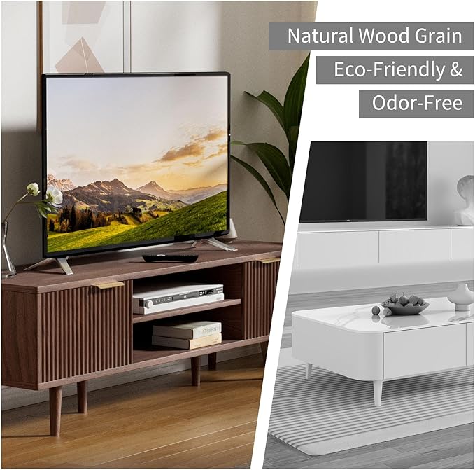 YLGJ&TIDY Modern Wood TV Stand Up to 60'', Universal Entertainment Center - Image 4