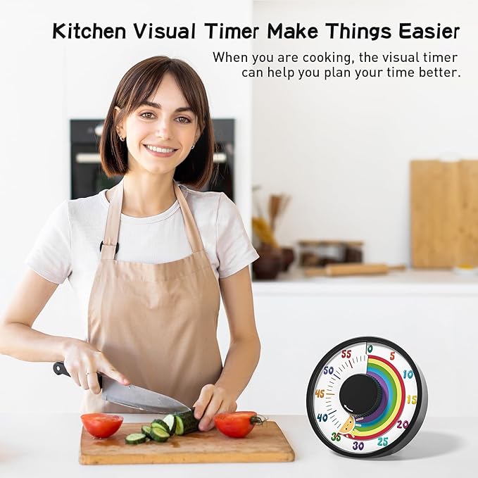 Secura 60-Minute Rainbow Visual Timer 6-Inch Mechanical Countdown Timers - Image 5
