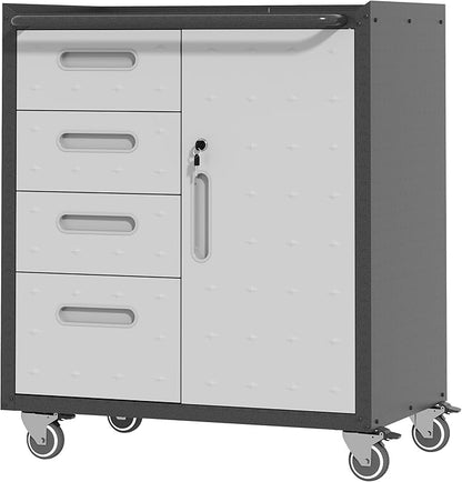 Metal Storage Cabinet with Wheels, Rolling Tool Cabinet with Adjustable Shelve by BIZOEIRON
