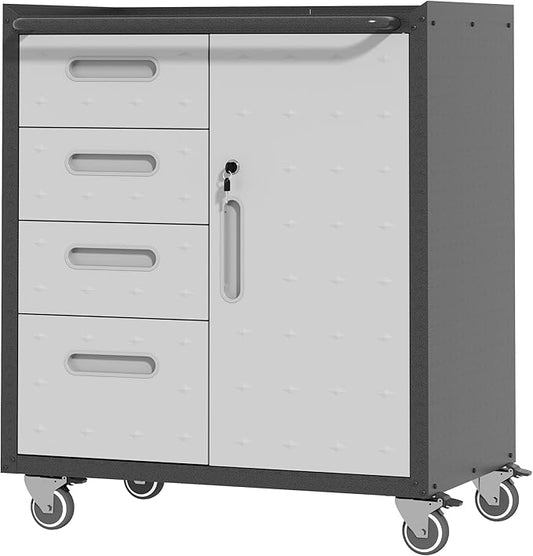 Metal Storage Cabinet with Wheels, Rolling Tool Cabinet with Adjustable Shelve by BIZOEIRON