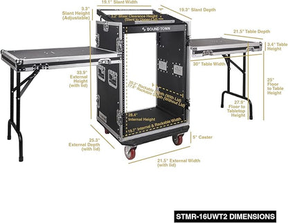 Sound Town Heavy-Duty 1/2" Plywood 16U PA DJ Rack/Road ATA Case - Image 6