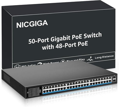 48 Port Gigabit PoE Switch Unmanaged by NICGIGA